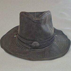 Vintage Dark Brown Leather Cowboy Hat | Soft Flexible Western Hat w/ Chin Strap